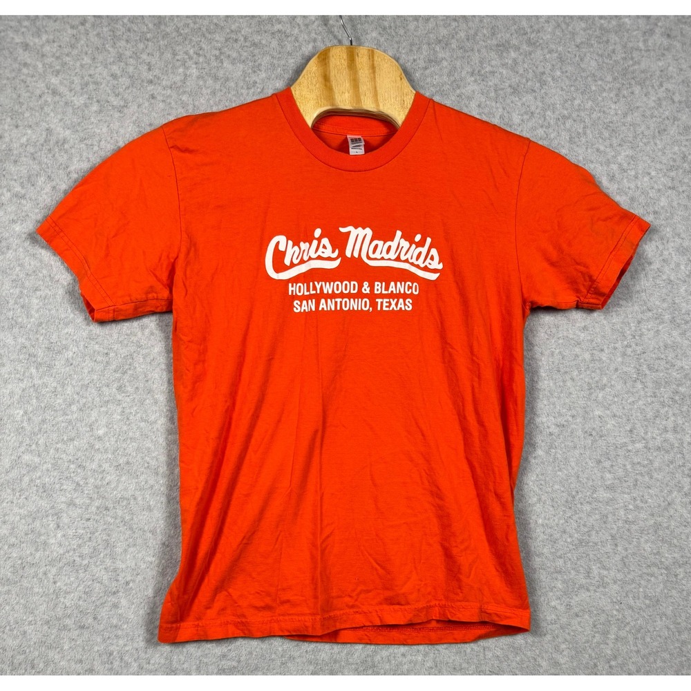 American Apparel Chris Madrids T-Shirt Mens L Orange Excellent Graphic Tee USA